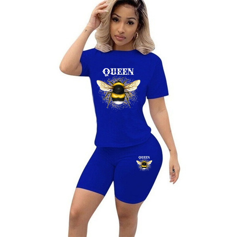 Women Two Piece Set Summer Sho - Tee Graphic Print 评论和价格