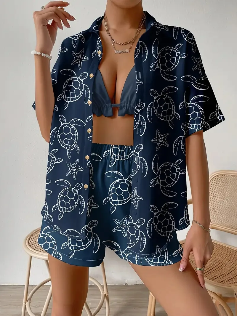Fashion Print Beach Holiday 2- - Shirt Camp Collar 评论和价格