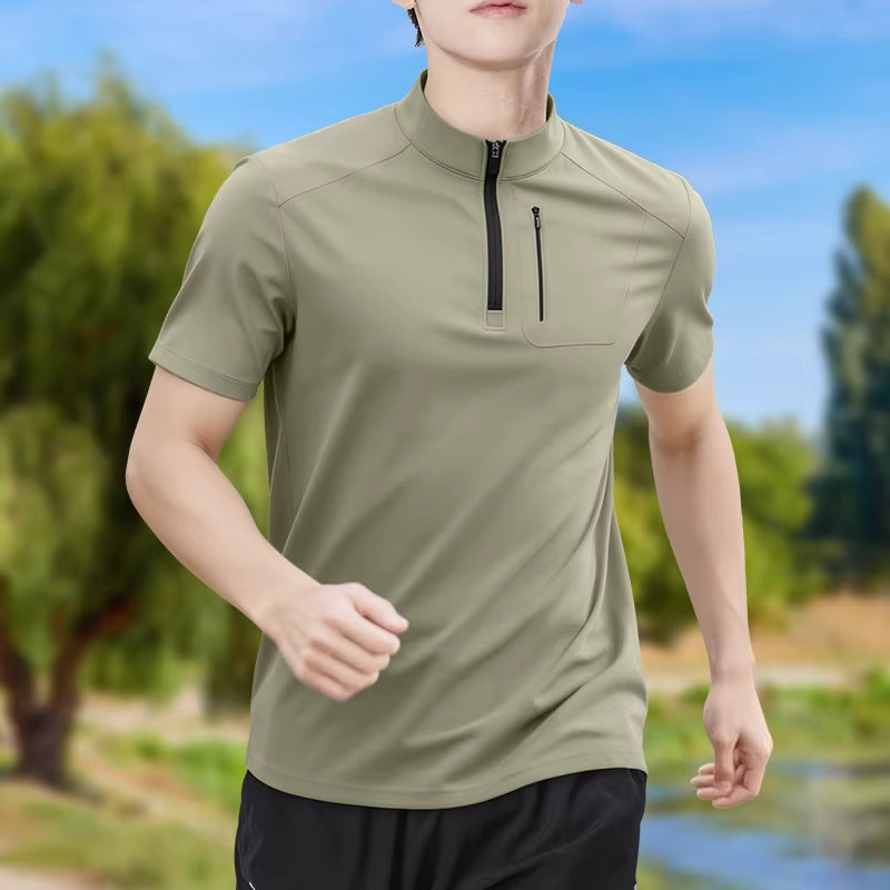 Men's Half-Zip High-Stretch Qu - Shirt Camp Collar 评论和价格